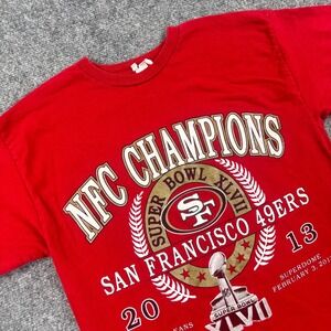 Alstyle San Francisco 49ers T-Shirt Medium Red NFC Champions 2013 Mens